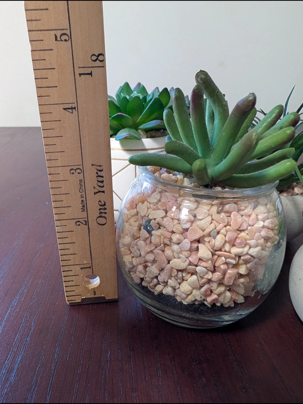 Modern Faux Green Succulent Arrangement in Neutral Planters - Home Accents